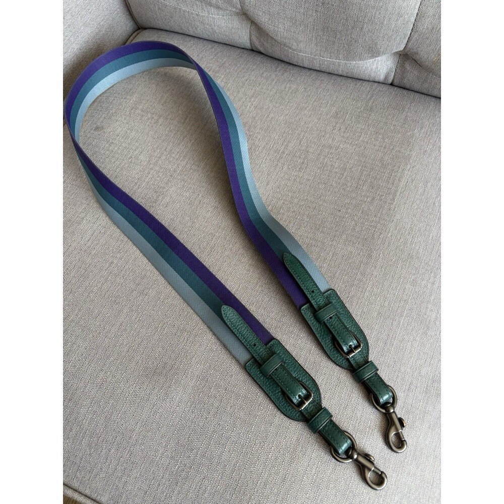Authentic Coach Adjustable Leather + Webbing Crossbody Wide Strap Green Blue